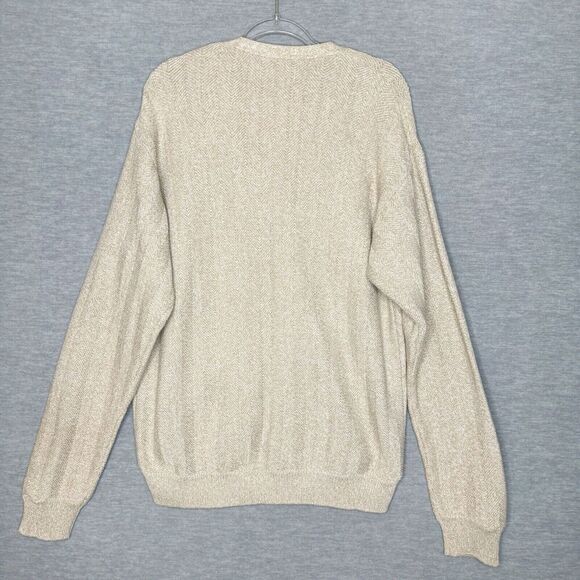 Vintage Sweater Mens Cardigan Grandpa Size LT Large‎ Tall Beige Textured Tan - Picture 2 of 6
